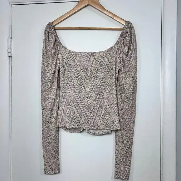 NWT Joie Soft Serafina Top Ruched Long Puff Sleeve Boho Blouse Beige size Medium - Picture 4 of 8